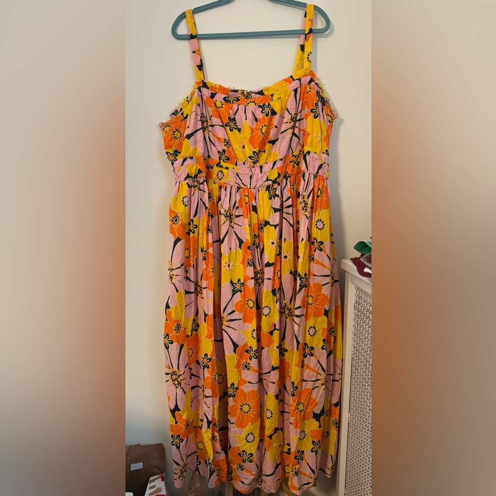 ASOS Curve Smocked Orange and Pink Maxi Sundress